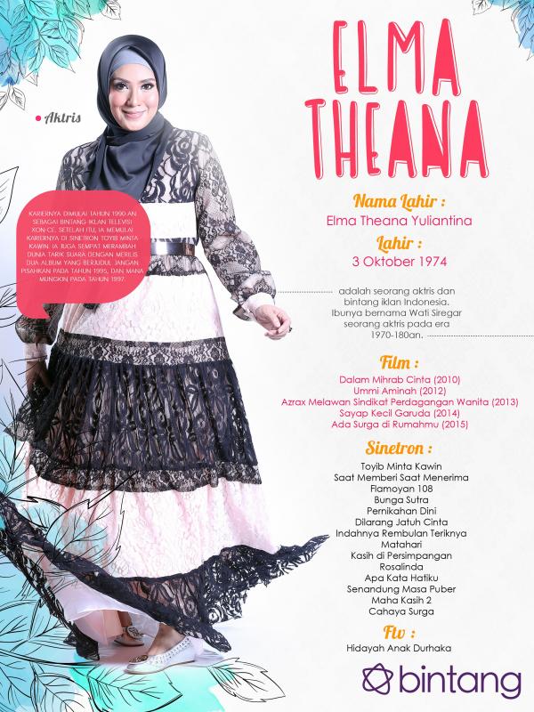 Celeb Bio Elma Theana (Make up: Nia Redberry, 08176776008, Fashion Stylist: Indah Wulansari, Fotografer: Adrian Putra/Bintang.com Desain: Muhammad Iqbal Nurfajri/Bintang.com)