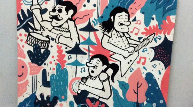 Tiga mahasiswa Bandung dari Universitas Telkom menjuarai kompetisi mural dalam Grafika Penerbitan Festival. (Foto: Dokumentasi Universitas Telkom/Arie Nugraha) 