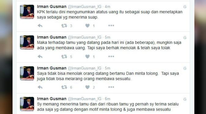 Twitter Ketua DPD RI Irman Gusman. (Liputan6.com)