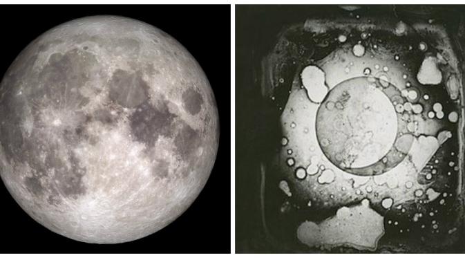 (Kanan) Foto pertama Bulan yang diambil John W Draper pada 26 Maret 1840  (NASA)