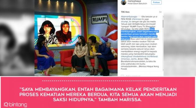 Amarah dan Sumpah Serapah Marissa Haque untuk Feni Rose. (Foto: Instagram @marissahaque, Desain: Muhammad Iqbal Nurfajri/Bintang.com)