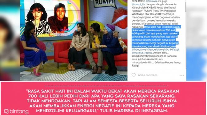 Amarah dan Sumpah Serapah Marissa Haque untuk Feni Rose. (Foto: Instagram @marissahaque, Desain: Muhammad Iqbal Nurfajri/Bintang.com)