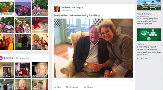 Postingan Facebook Kathleen Hartington Kennedy Townsend menguak pilihan hati George HW Bush (Facebook)