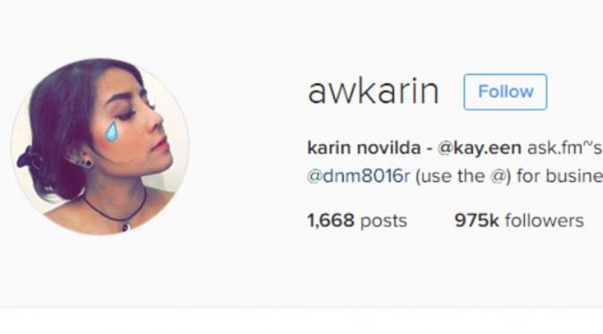 Akun Instagram Awkarin. (Instagram)