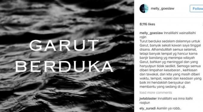 Melly Goeslaw ikut berduka akibat banjir bandang di Garut (Instagram/@melly_goeslaw)