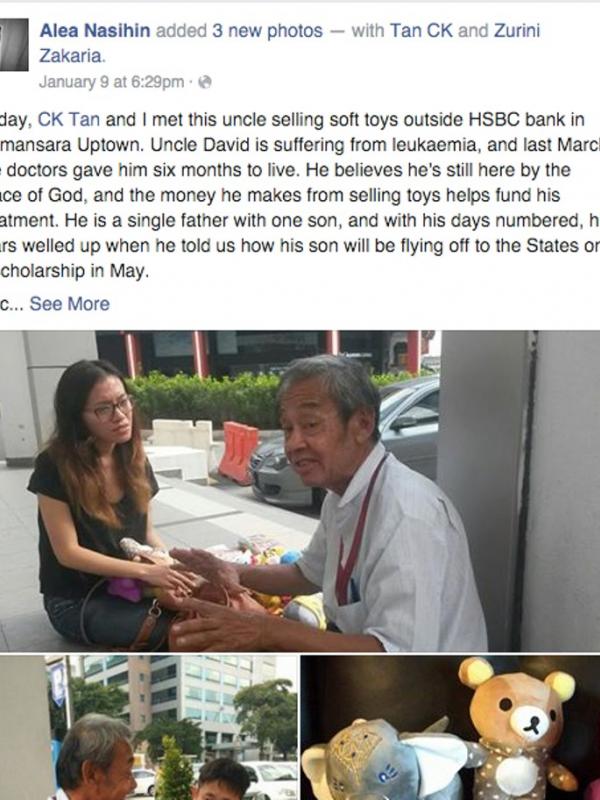 Postingan seorang wanita tentang Uncle David yang jadi viral dan membuatnya didatangi banyak pembeli. (Foto: thecoverage.my)
