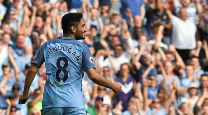 Gelandang Manchester City, Ilkay Gundogan (AFP/Paul Ellis)