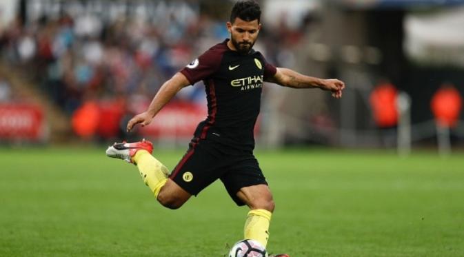 Striker Manchester City asal Argentina, Sergio Aguero. (AFP/Adrian Dennis)