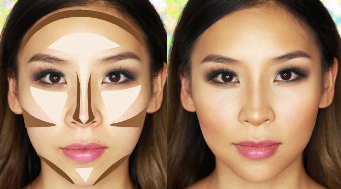 Ilustrasi makeup dengan contour. (via: youtube.com)