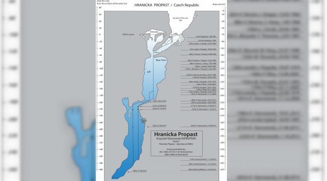 Peta yang menggambarkan gua Hranicka Propast (Krzysztof Starnawski Expedition via AP)