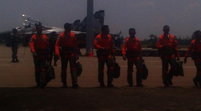 Jet tempur Sukhoi SU-30MKI Flankers dari Skuadron 11 siap meramaikan Latihan Angkasa Yudha 2016 di Laut Natuna, Kepulauan Riau. (Liputan6.com/Ajang Nurdin)