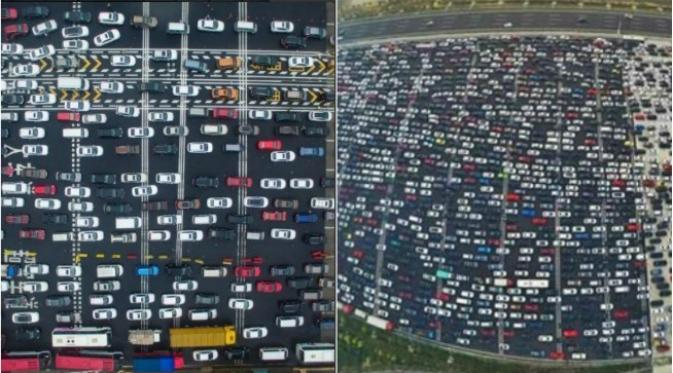 Rekor kemacetan jalan raya kali ini membuat macet yang lazim di Beijing seperti belum seberapa. (Sumber Xin Hua dan ifeng com)