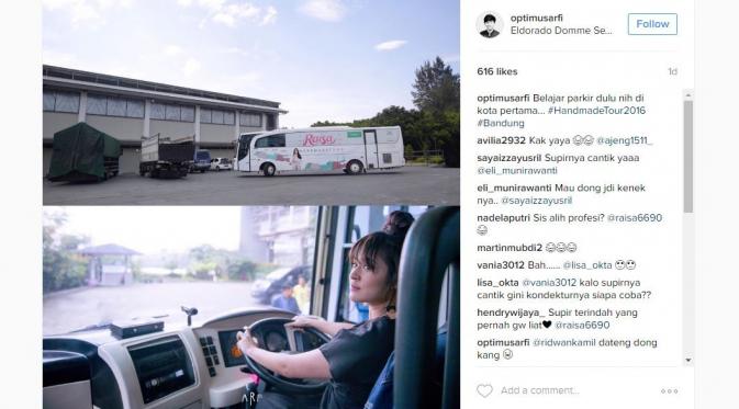 Raisa jadi sopir bis, netizen rebutan jadi penumpang [foto: instagram]