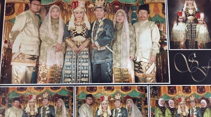 Sari Rahmani dan Faank Wali  saat resepsi pernikahan mengenakan adat Gorontalo (Dok. Pribadi)