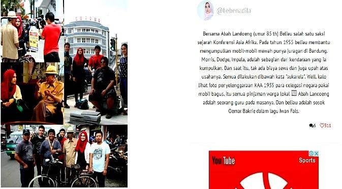 Akun Instagram @bebenabila sedang berpose bersama Abah Landoeng