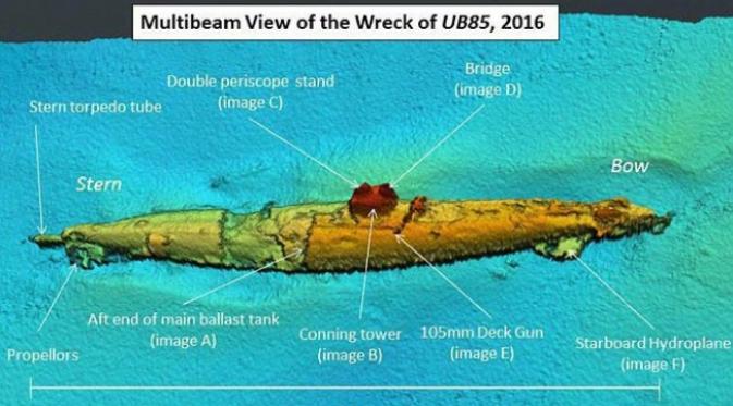 Para peneliti belum bisa memastikan bahwa bangkai kapal yang ditemukan di lepas pantai Skotlandia adalah UB-85 yang misterius. (Sumber Scottish Power)