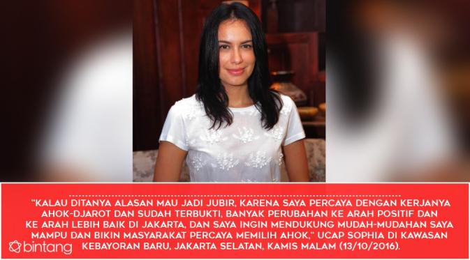 Potret Keseriusan Sophia Latjuba Jadi Jubir Timses Ahok. (Foto: Andy Masela/Dok. Bintang.com, Desain: Nurman Abdul Hakim/Bintang.com)