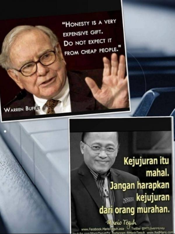 Kalimat motivasi Warren Buffett dan Mario Teguh. (Instagram @lambe_turah)