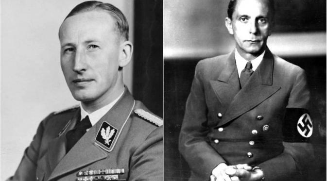 Reinhard Heydrich dan Joseph Goebbels, termasuk petinggi Nazi pelanggan Salon Kitty. (Sumber Bundesarchiv/Heinrich Hoffman dan Bundesarchiv)