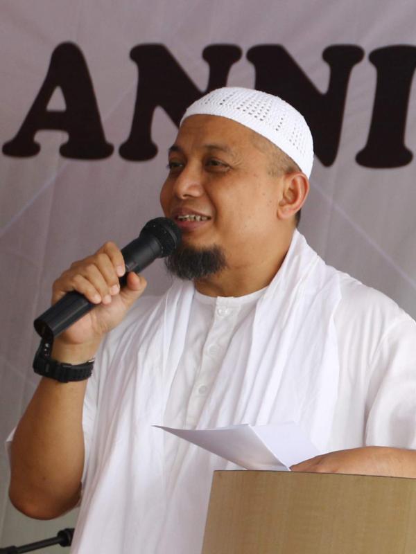 Ustadz Arifin Ilham saat menghadiri acara Ulang Tahun ke 3 RS Pertamedika Sentul, Bogor, Senin (31/10). (Liputan6.com/Helmi Afandi)