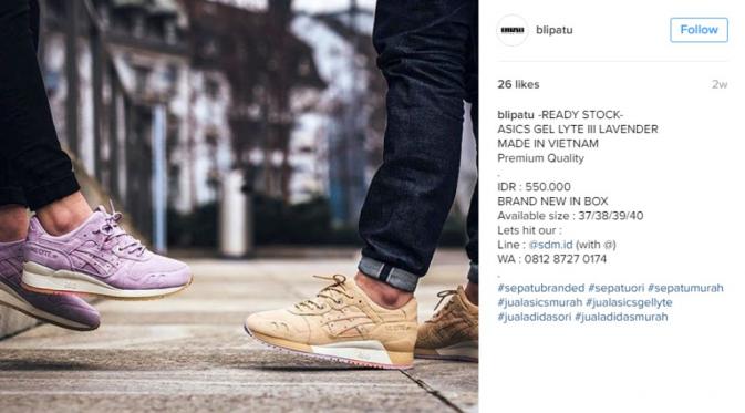 Pecinta sneakers, kamu bisa lho beli sneakers keren dengan harga terjangkau di sini. (via: Instagram/@blipatu)