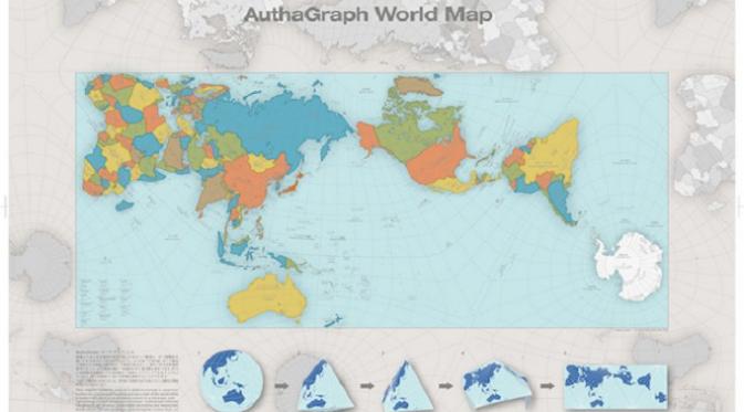 Inilah peta resmi pelajar di Jepang, Autagraph World Map (foto : autagraph projection)