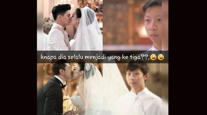 Meme Putra Altar Gereja di Pernikahan Sandra Dewi