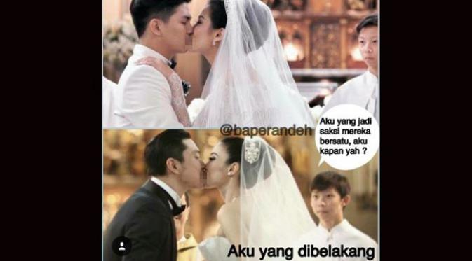 Meme Putra Altar Gereja di Pernikahan Sandra Dewi