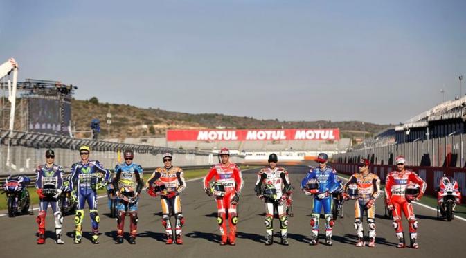 Deretan pemenang yang muncul sepanjang MotoGP 2016. (EPA/Emanuel Bruque)