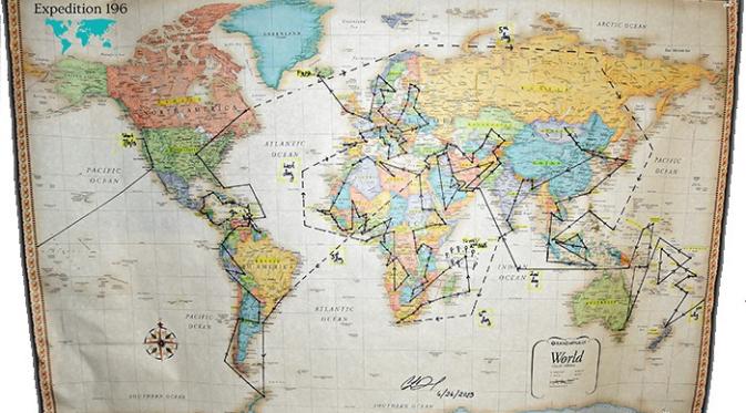 Inilah peta yang dibuat oleh casandra untuk mengelilingi dunia (foto : boredpanda.com)