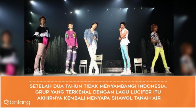 Penampilan SHINee sukses memanaskan suasana panggung konser di Jakarta (Desain: Nurman Abdul Hakim/Bintang.com)