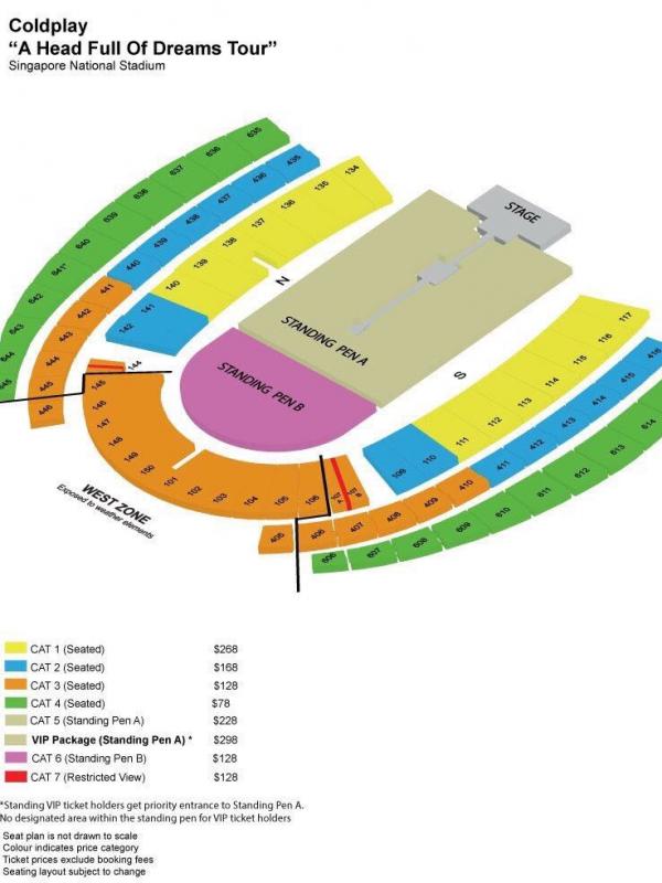 Seat plan Konser Coldplay Singapura