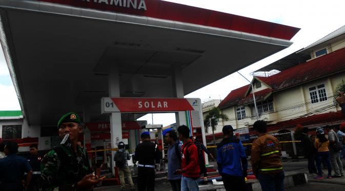 Ledakan terjadi di SPBU di Jalan Hos Cokroaminoto, Kota Pontianak, Kalbar. (Liputan6.com/Raden AMP)