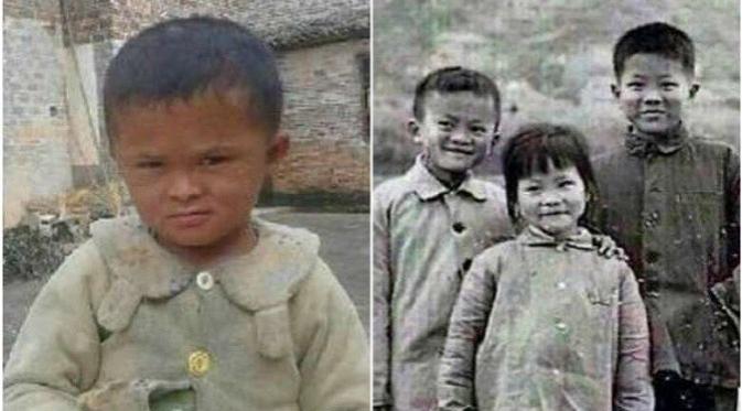 Perbandingan wajah Fan Xiaoqin (kiri) dengan Jack Ma masa kecil (sumber: thestraitstimes)