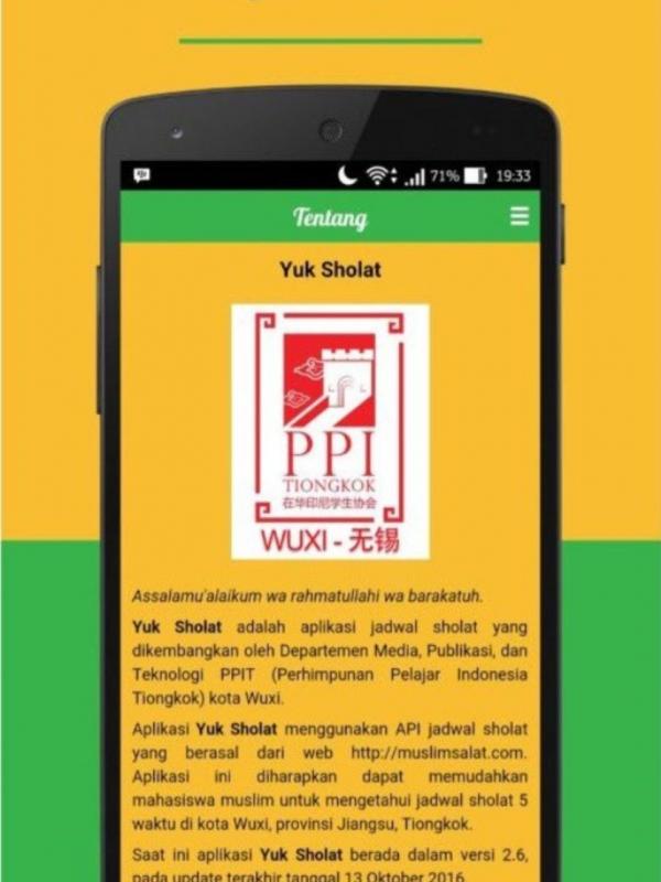 Aplikasi Pengingat Waktu Sholat. foto: PPI Dunia