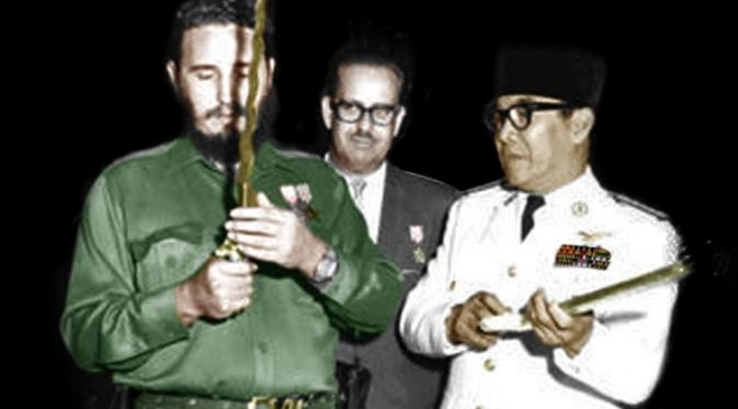 Fidel Castro-Bung Karno. foto: presidensoekarno.com