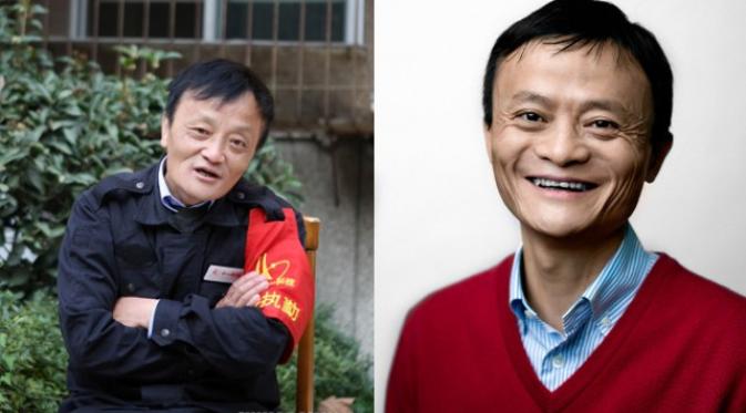 Jack Ma dan security yang mirip dengan dirinya tanpa operasi. | via: shanghaiist.com