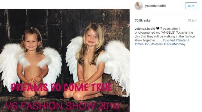 Yolanda senang bisa melihat Gigi dan Bella Hadid di Victoria Secret Fashion Show 2016. (Instagram/yolanda.hadid)