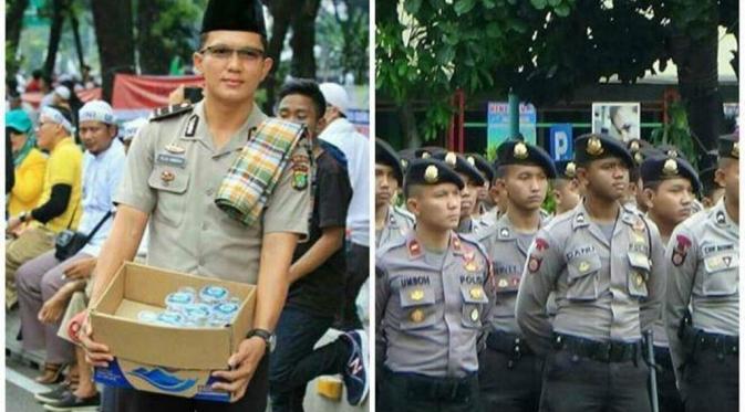 Ada yang menarik di aksi damai 212 tadi, terlihat ada seorang polisi unyu pembawa minuman bernama Elia Umboh. (via: istimewa)