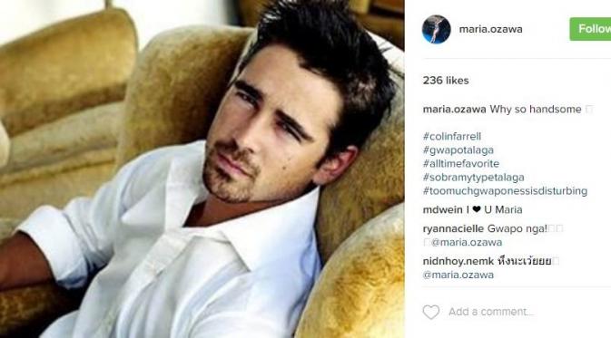 Aktor Colin Farrell di unggahan Instagram Maria Ozawa. (@maria.ozawa)