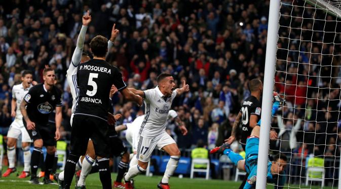 Selebrasi pemain Madrid usai kalahkan Deportivo La Coruna (Reuters)