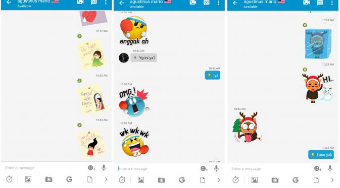 Chatting memakai stiker terbaru BBM (Sumber: Screenshot)
