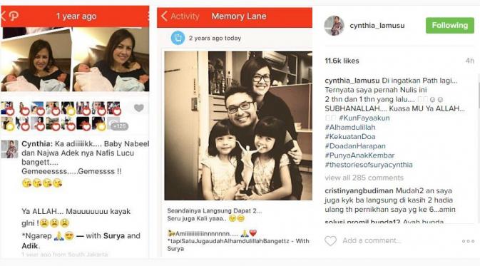 Unggahan media sosial Cynthia Lamusu soal doanya agar punya anak kembar. (Instagram @cynthia_lamusu)