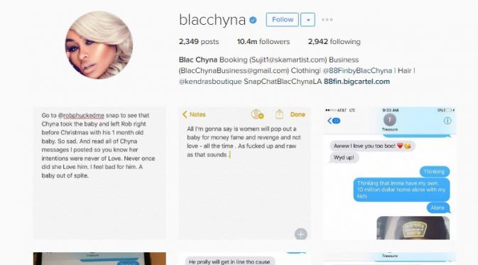 Pertengkaran Blac Chyna dan Rob Kardashian di media sosial. (Instagram/blacchyna)