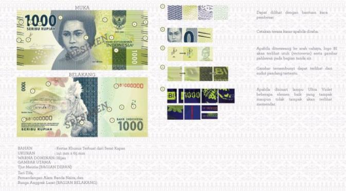 Uang rupiah baru pecahan Rp 1.000 kertas. (Foto: BI)