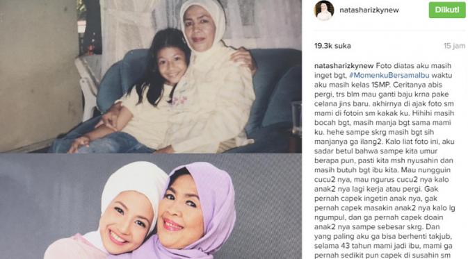 Natasha Rizki peluk ibunya seperti saat masih SMP (Foto:Instagram)