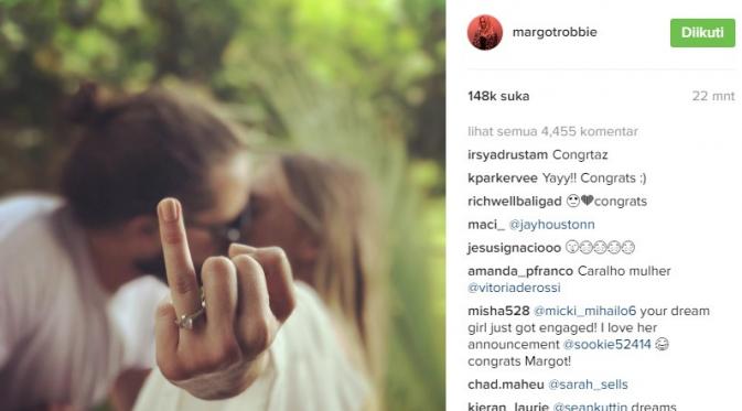 Margot Robbie diam-diam menikah dengan kekasihnya, Tom Ackerle. (Instagram/margotrobbie)