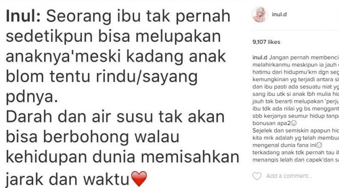 Inul Daratista berbicara tentang pengorbanan ibu. (Instagram/Inul.d)