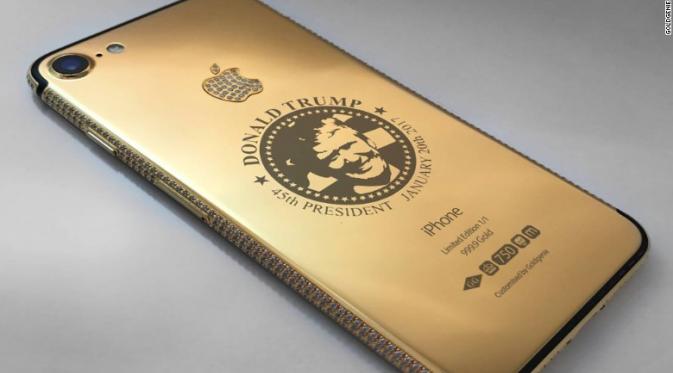 iPhone 7 Trump yang terbuat dari emas ini dibanderol Rp 2 miliar per unitnya (Sumber: CNN)