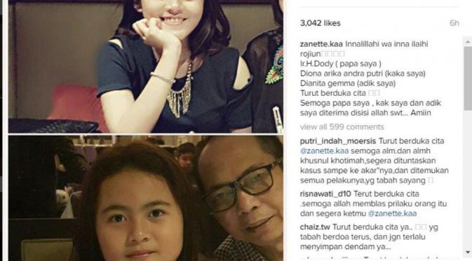 Foto Keluarga Dodi Triono dalam Kenangan | via: Instagram/@zanette.kaa